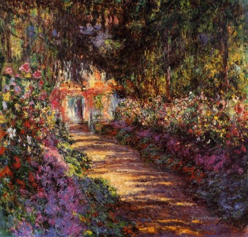 地味なシーン Painting - 花の咲く庭園 クロード・モネの風景